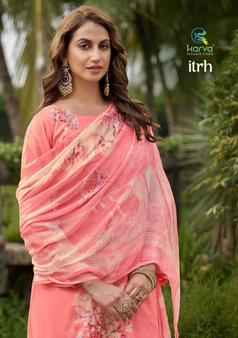 Itrh Karva Designer Studio Lawn Cotton Plazzo Style Suits Wholesaler