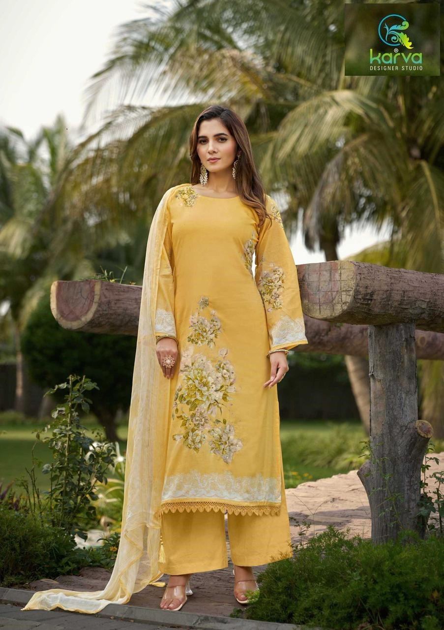 Itrh Karva Designer Studio Lawn Cotton Plazzo Style Suits Wholesaler