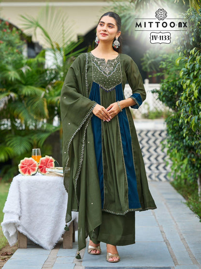 Iv 1133-1134 Mittoo Coral Readymade Anarkali Suits Supplier India