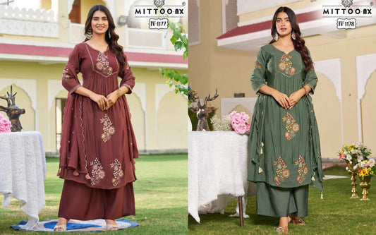 Iv 1177-1178 Mittoo Chanderi Readymade Anarkali Suits Wholesale