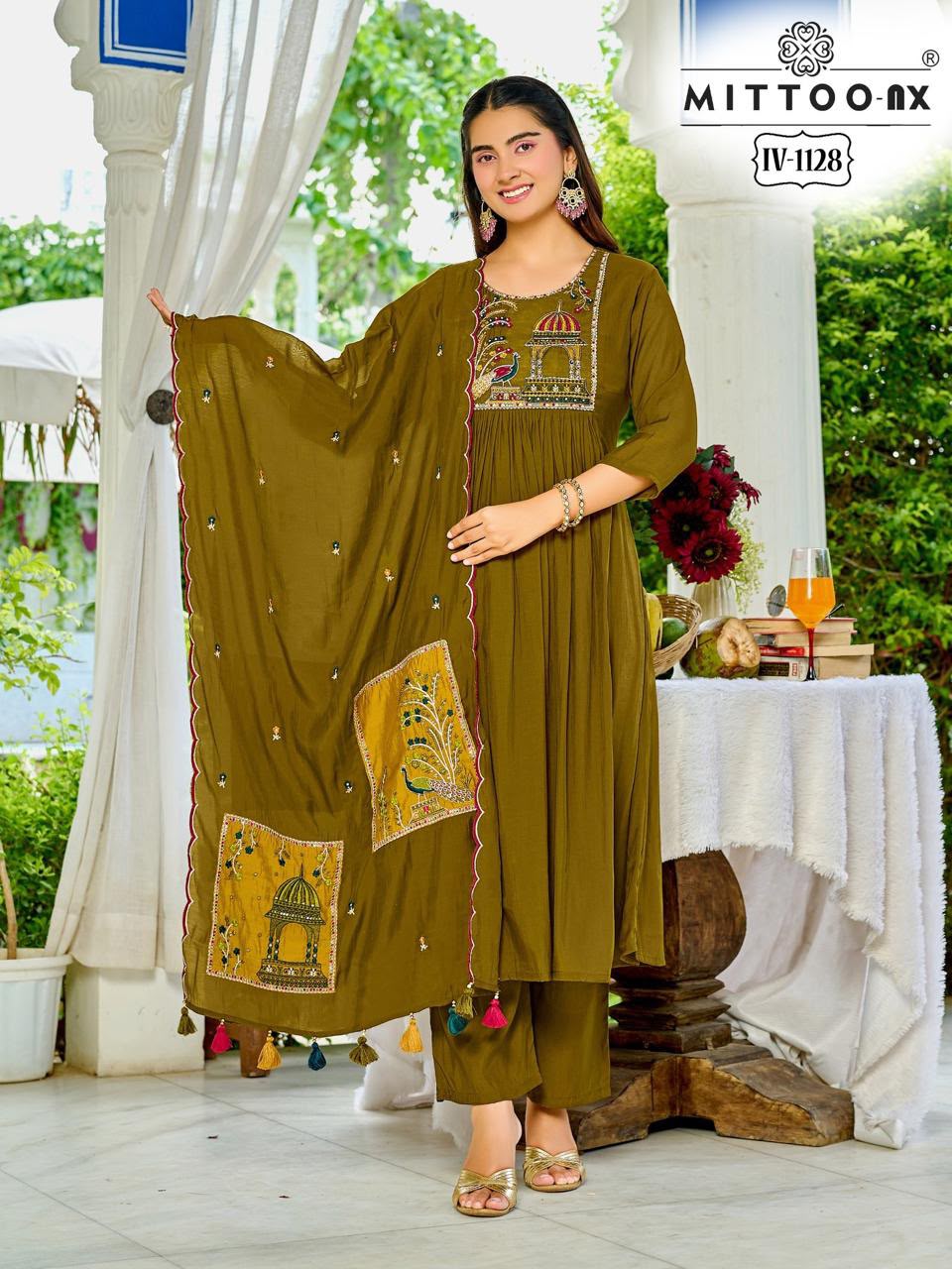 Iv Combo Design 0509 Mittoo Mull Chanderi Readymade Pant Style Suits Manufacturer Gujarat