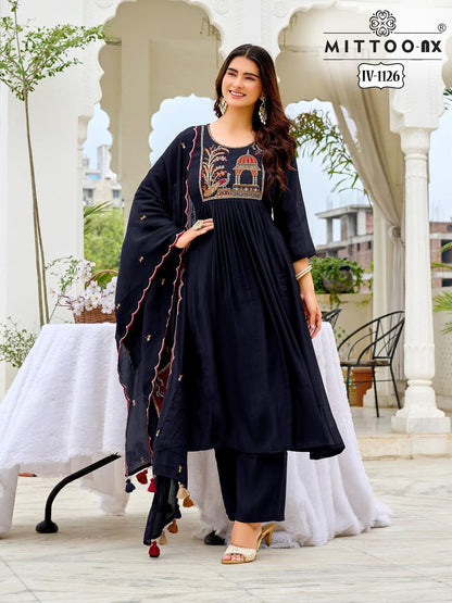 Iv Combo Design 0509 Mittoo Mull Chanderi Readymade Pant Style Suits Manufacturer Gujarat