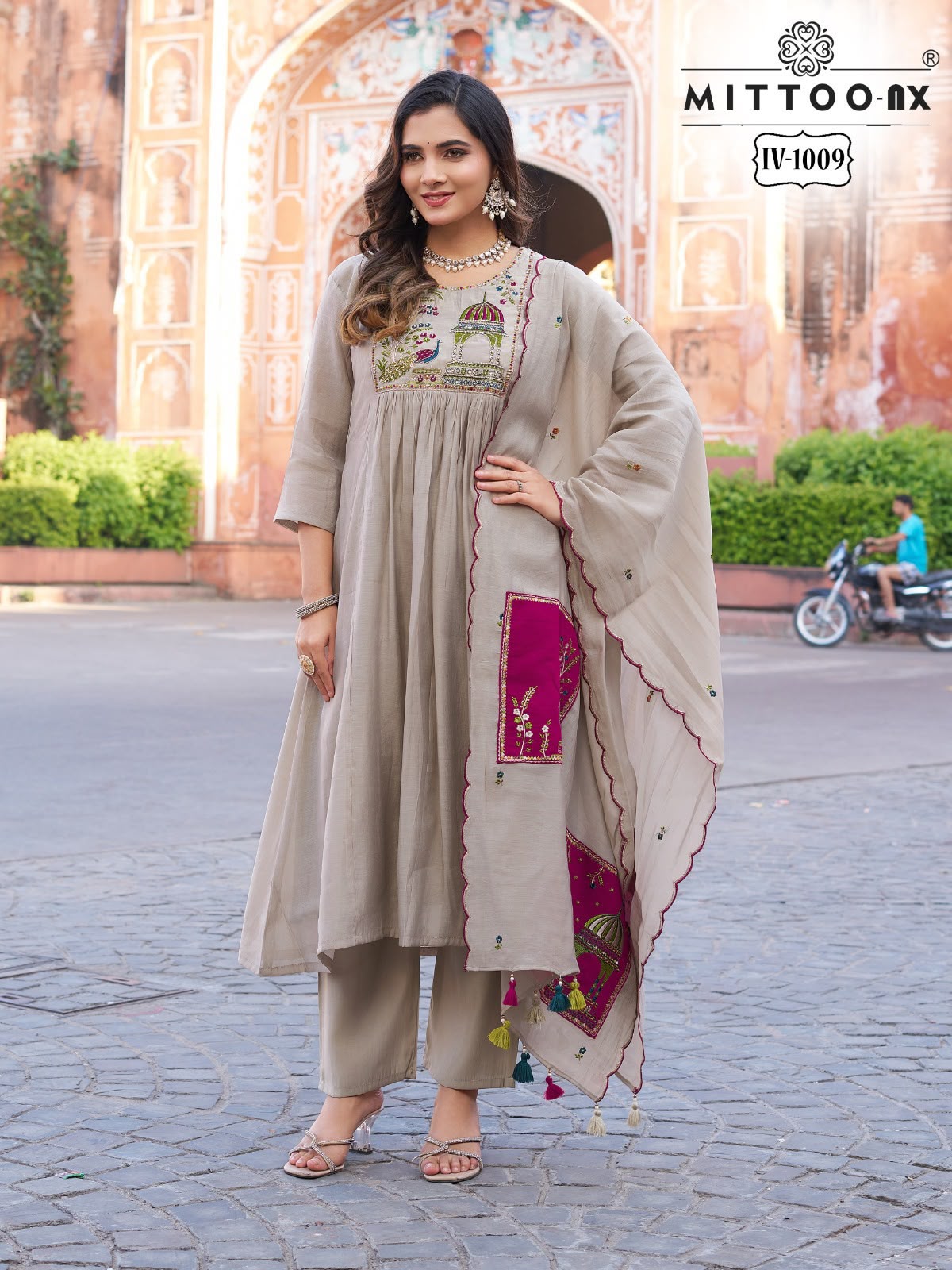 Iv Combo Design 0509 Mittoo Mull Chanderi Readymade Pant Style Suits Manufacturer Gujarat