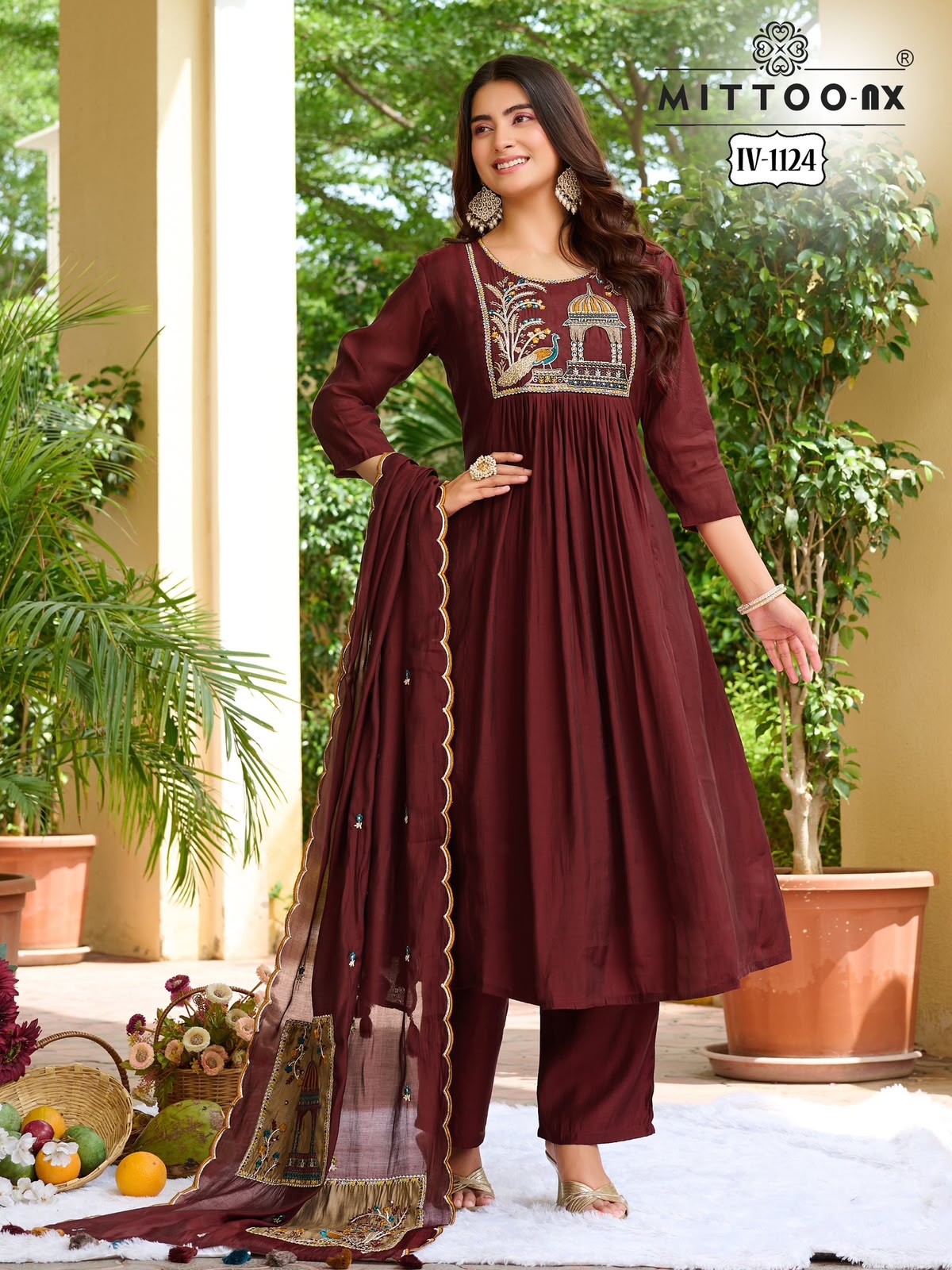 Iv Combo Design 0509 Mittoo Mull Chanderi Readymade Pant Style Suits Manufacturer Gujarat