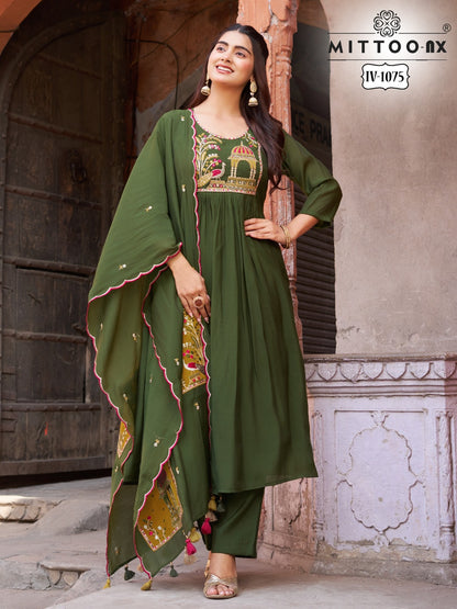 Iv Combo Design Mittoo Chanderi Readymade Pant Style Suits Exporter India