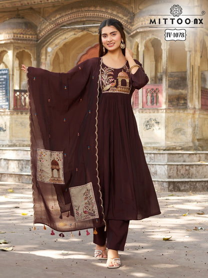 Iv Combo Design Mittoo Chanderi Readymade Pant Style Suits Exporter India