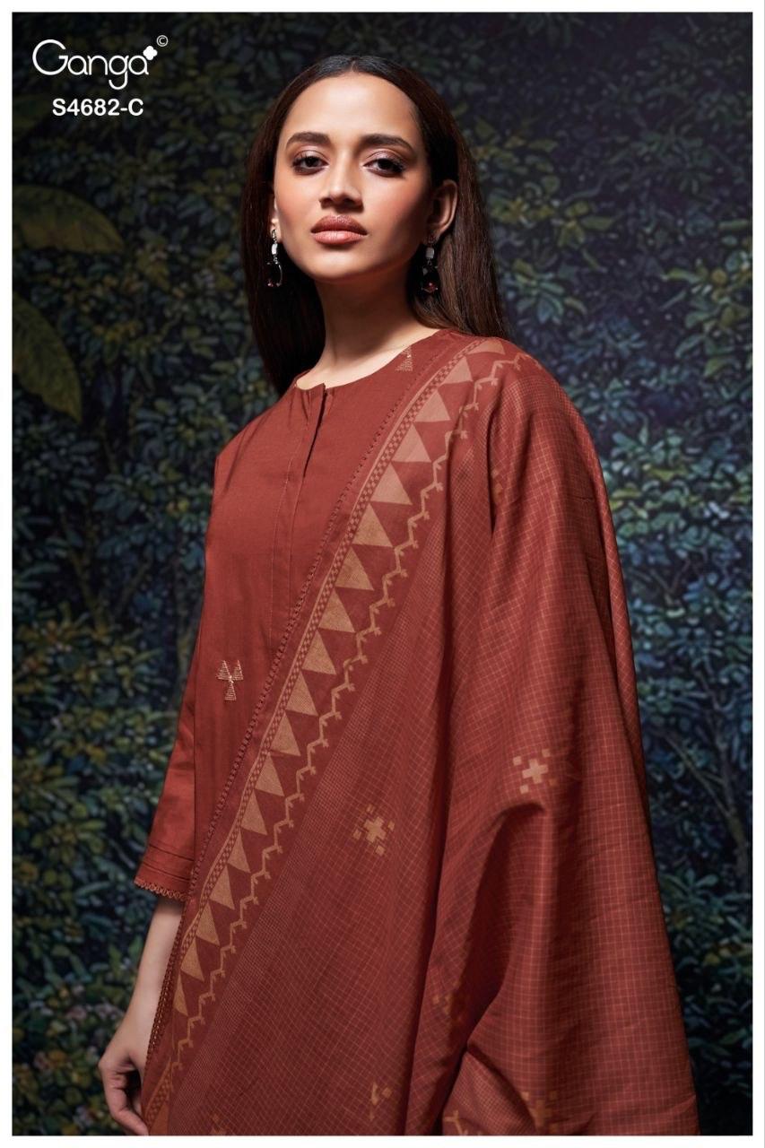 Ivaera 4682 Ganga Cotton Plazzo Style Suits Supplier Gujarat