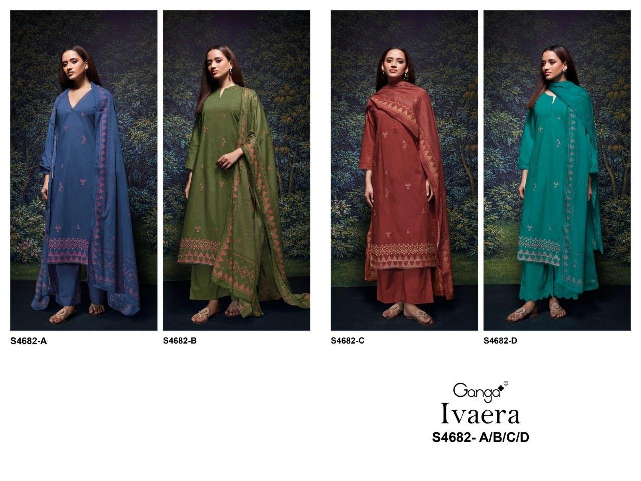 Ivaera 4682 Ganga Cotton Plazzo Style Suits Supplier Gujarat