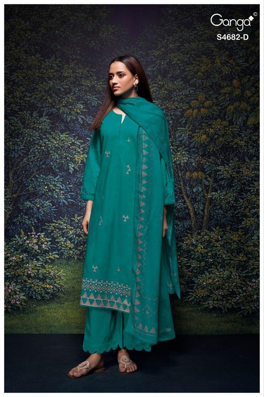 Ivaera 4682 Ganga Cotton Plazzo Style Suits Supplier Gujarat