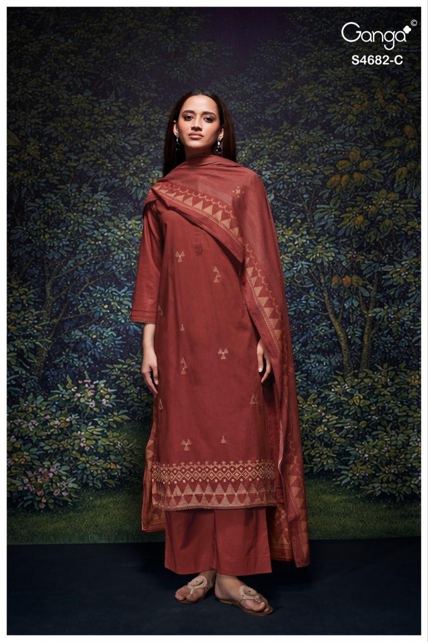 Ivaera 4682 Ganga Cotton Plazzo Style Suits Supplier Gujarat