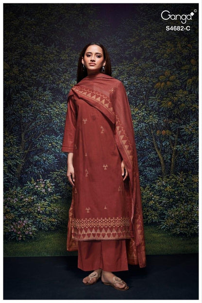 Ivaera 4682 Ganga Cotton Plazzo Style Suits Supplier Gujarat