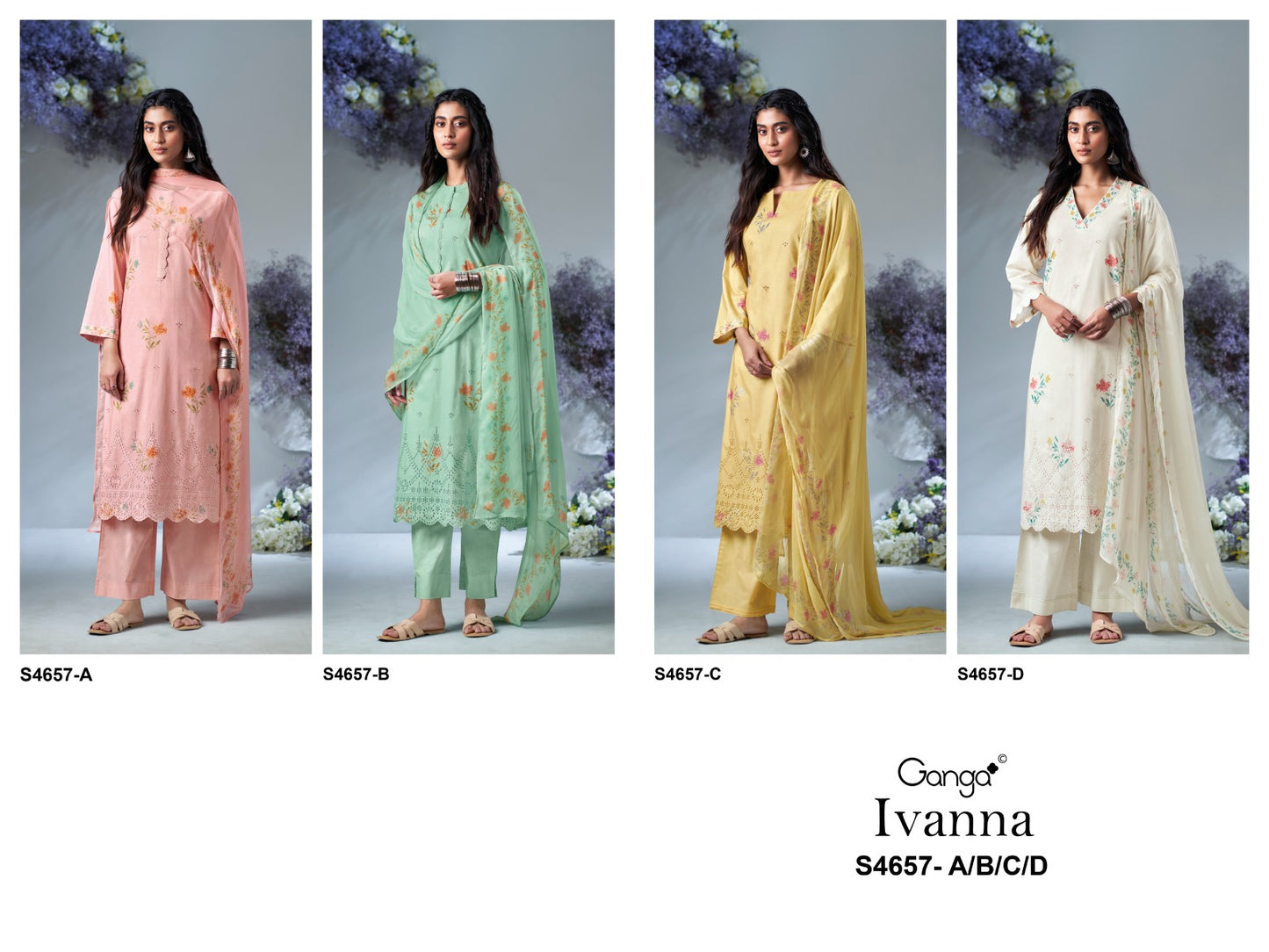 Ivanna 4657 Ganga Cotton Pant Style Suits Exporter Ahmedabad