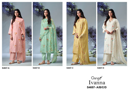 Ivanna 4657 Ganga Cotton Pant Style Suits Exporter Ahmedabad