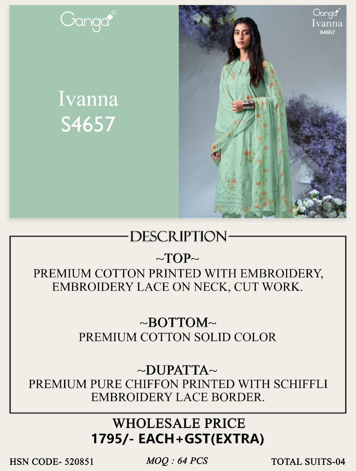 Ivanna 4657 Ganga Cotton Pant Style Suits Exporter Ahmedabad