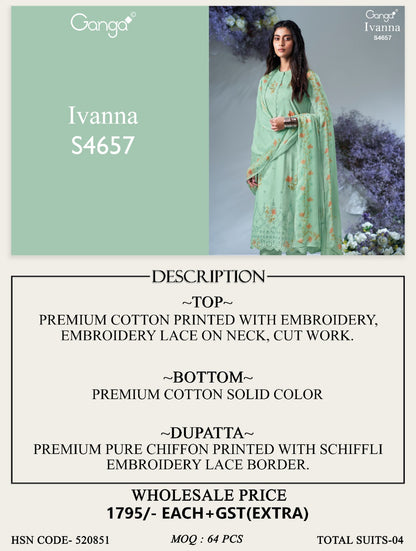 Ivanna 4657 Ganga Cotton Pant Style Suits Exporter Ahmedabad