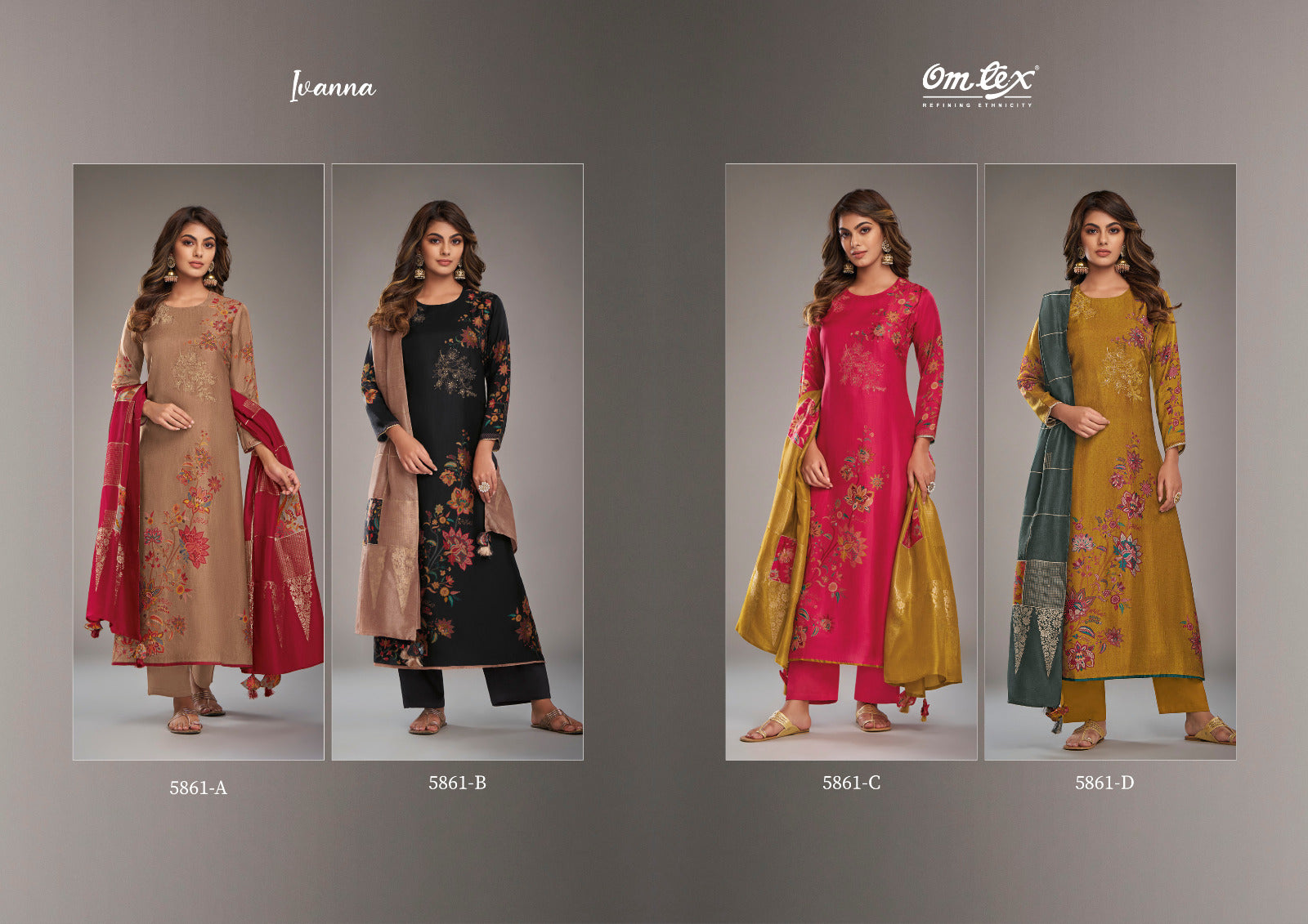 Ivanna Omtex Russian Silk Pant Style Suits Wholesaler Ahmedabad