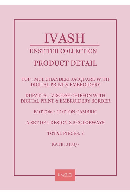 Ivash Naariti Mul Chanderi Pant Style Suits Wholesale