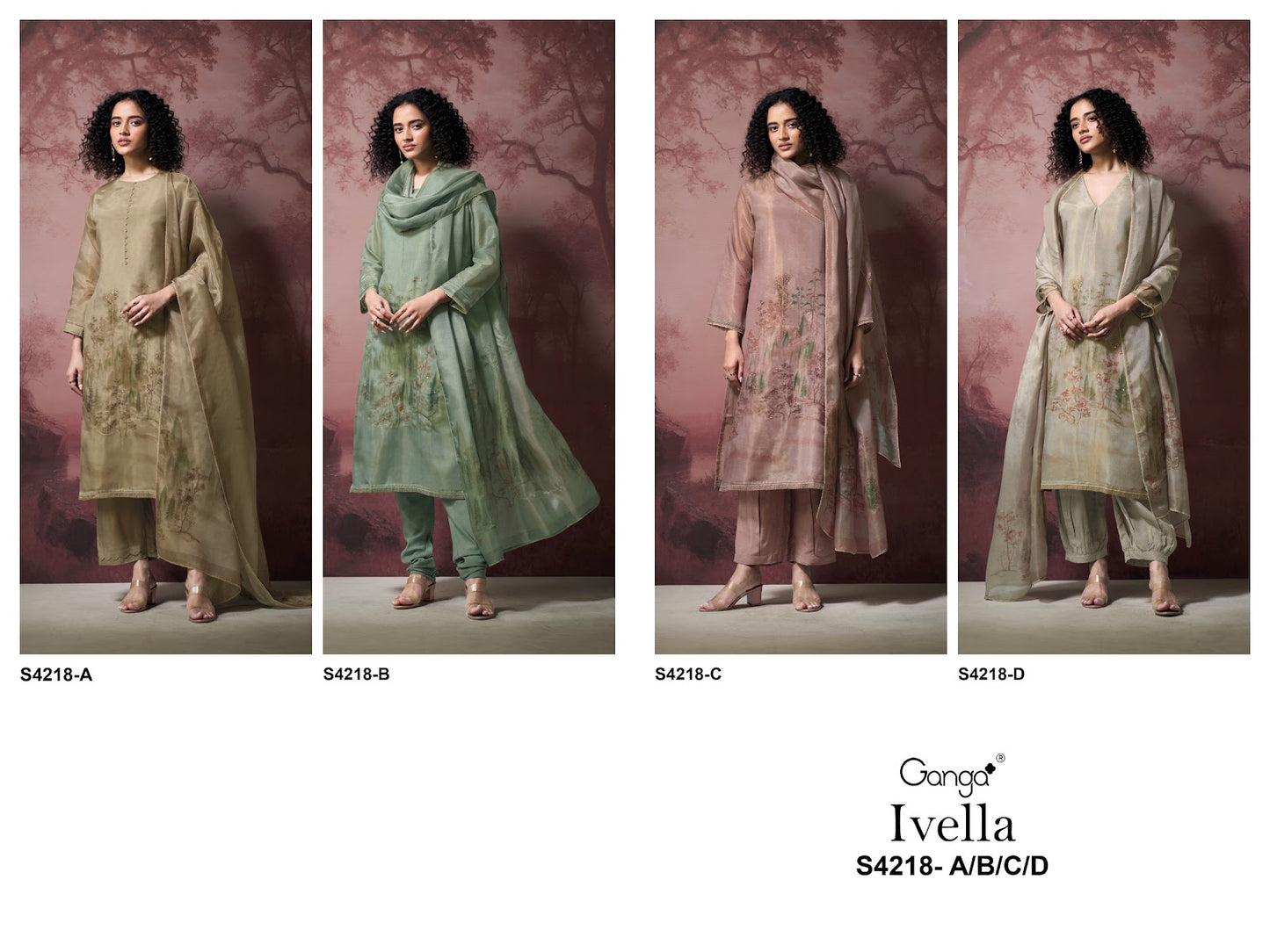 Ivella S4218 Ganga Bemberg Silk Pant Style Suits Wholesaler Gujarat