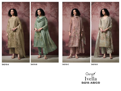 Ivella S4218 Ganga Bemberg Silk Pant Style Suits Wholesaler Gujarat