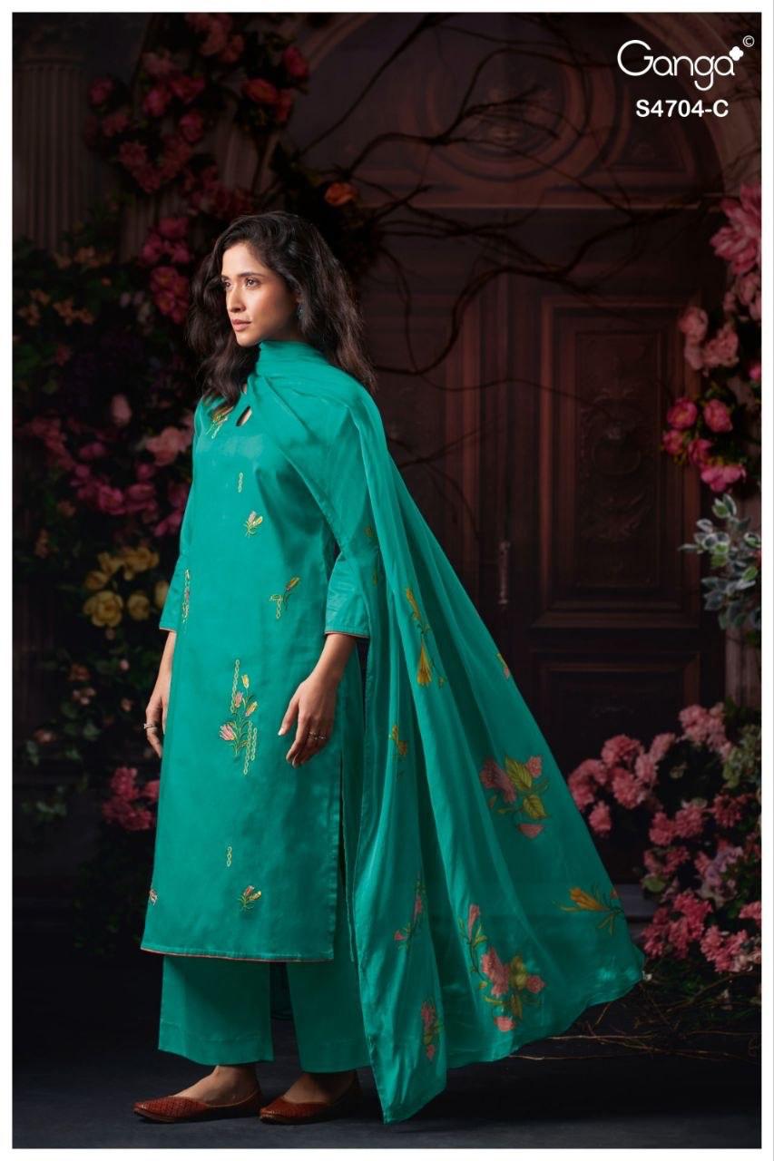 Ivenza 4704 Ganga Cotton Satin Plazzo Style Suits Wholesale