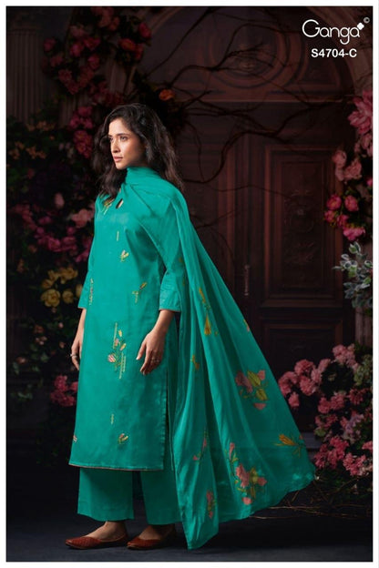 Ivenza 4704 Ganga Cotton Satin Plazzo Style Suits Wholesale
