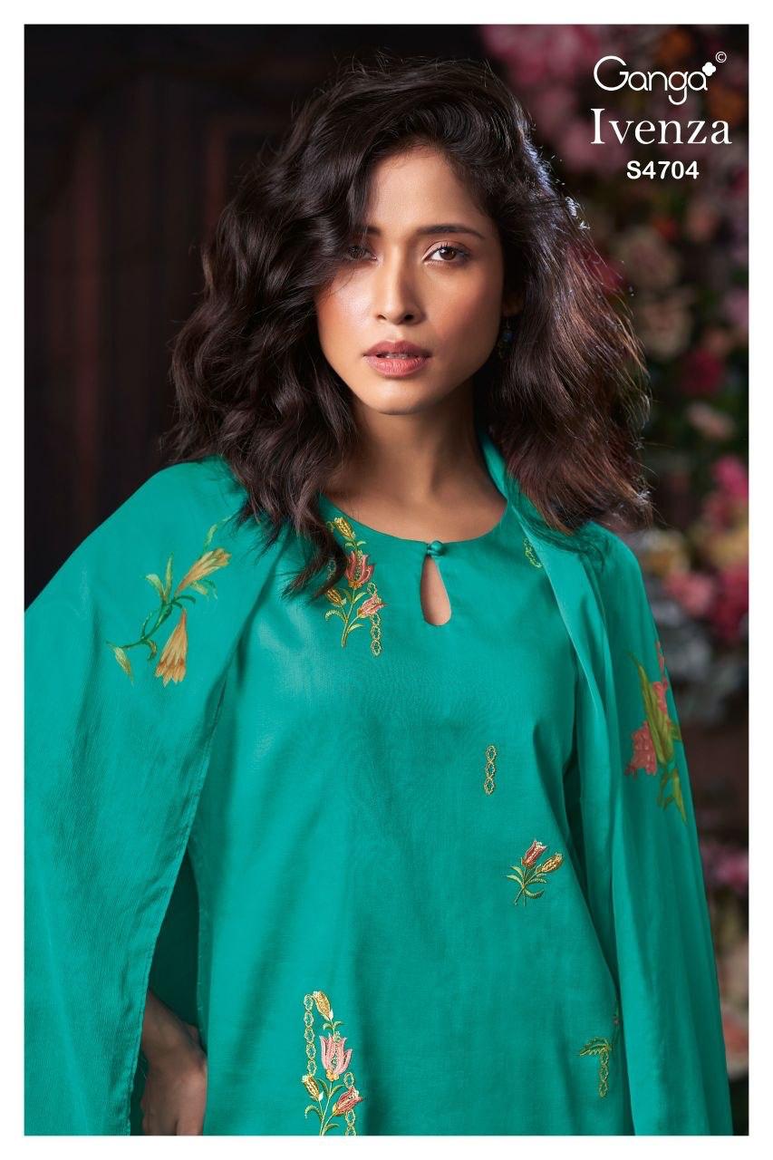 Ivenza 4704 Ganga Cotton Satin Plazzo Style Suits Wholesale
