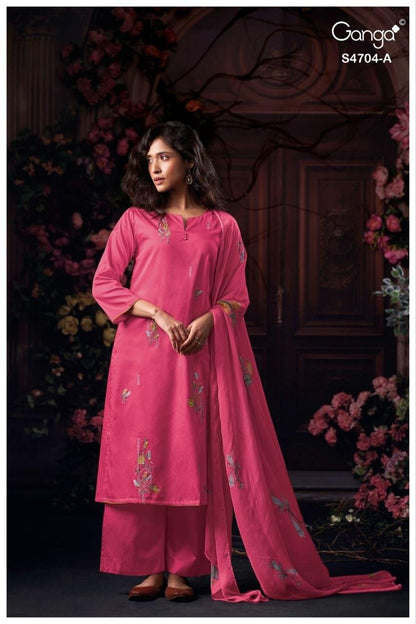 Ivenza 4704 Ganga Cotton Satin Plazzo Style Suits Wholesale