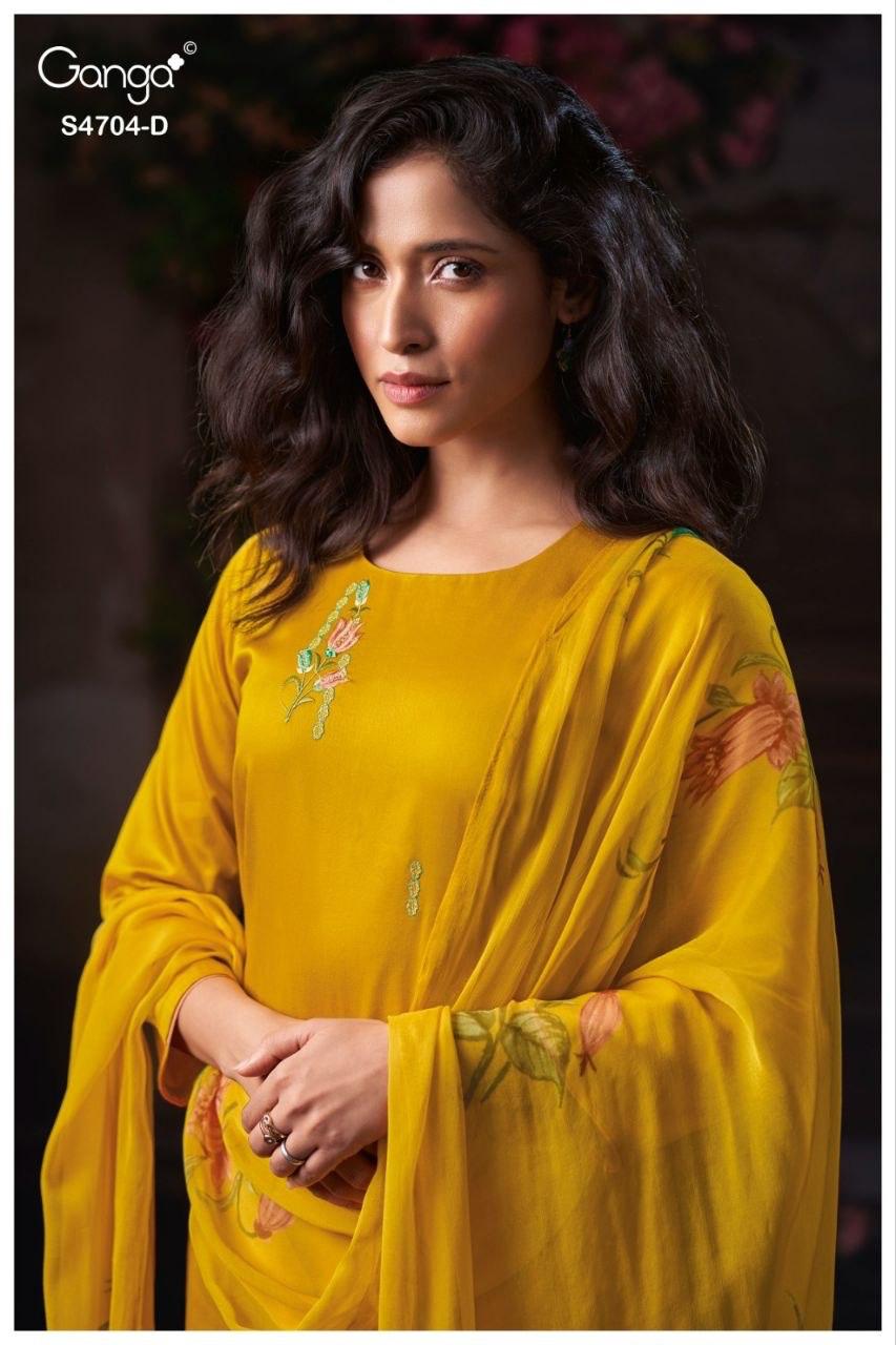 Ivenza 4704 Ganga Cotton Satin Plazzo Style Suits Wholesale