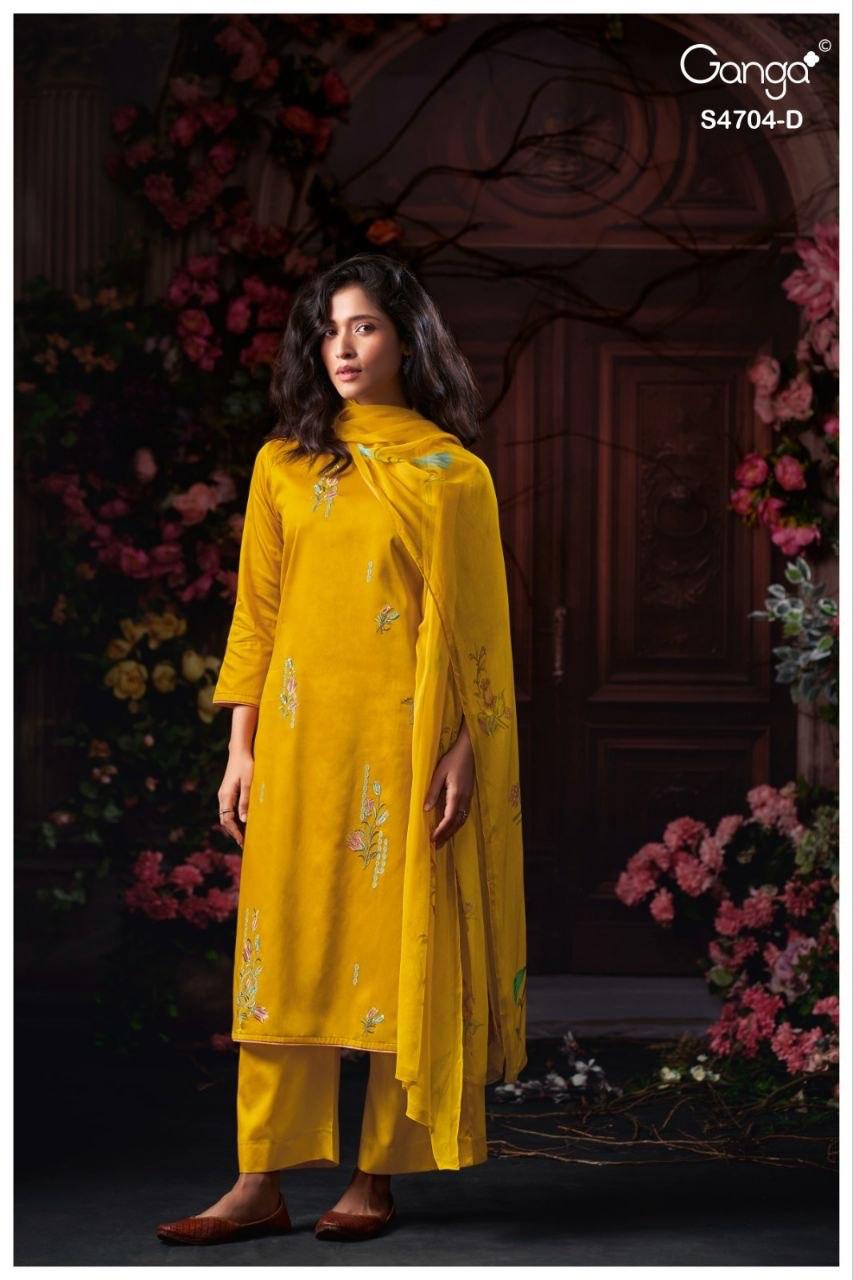 Ivenza 4704 Ganga Cotton Satin Plazzo Style Suits Wholesale