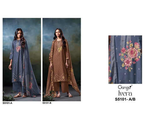 Ivera S5101 Ganga Bemberg Silk Pant Style Suits Exporter Ahmedabad