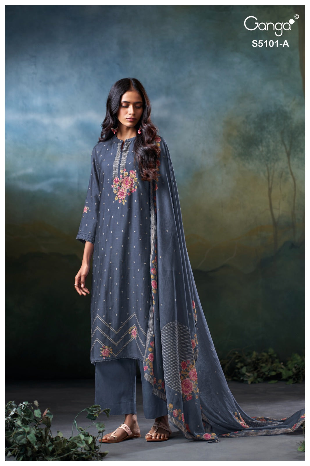 Ivera S5101 Ganga Bemberg Silk Pant Style Suits Exporter Ahmedabad