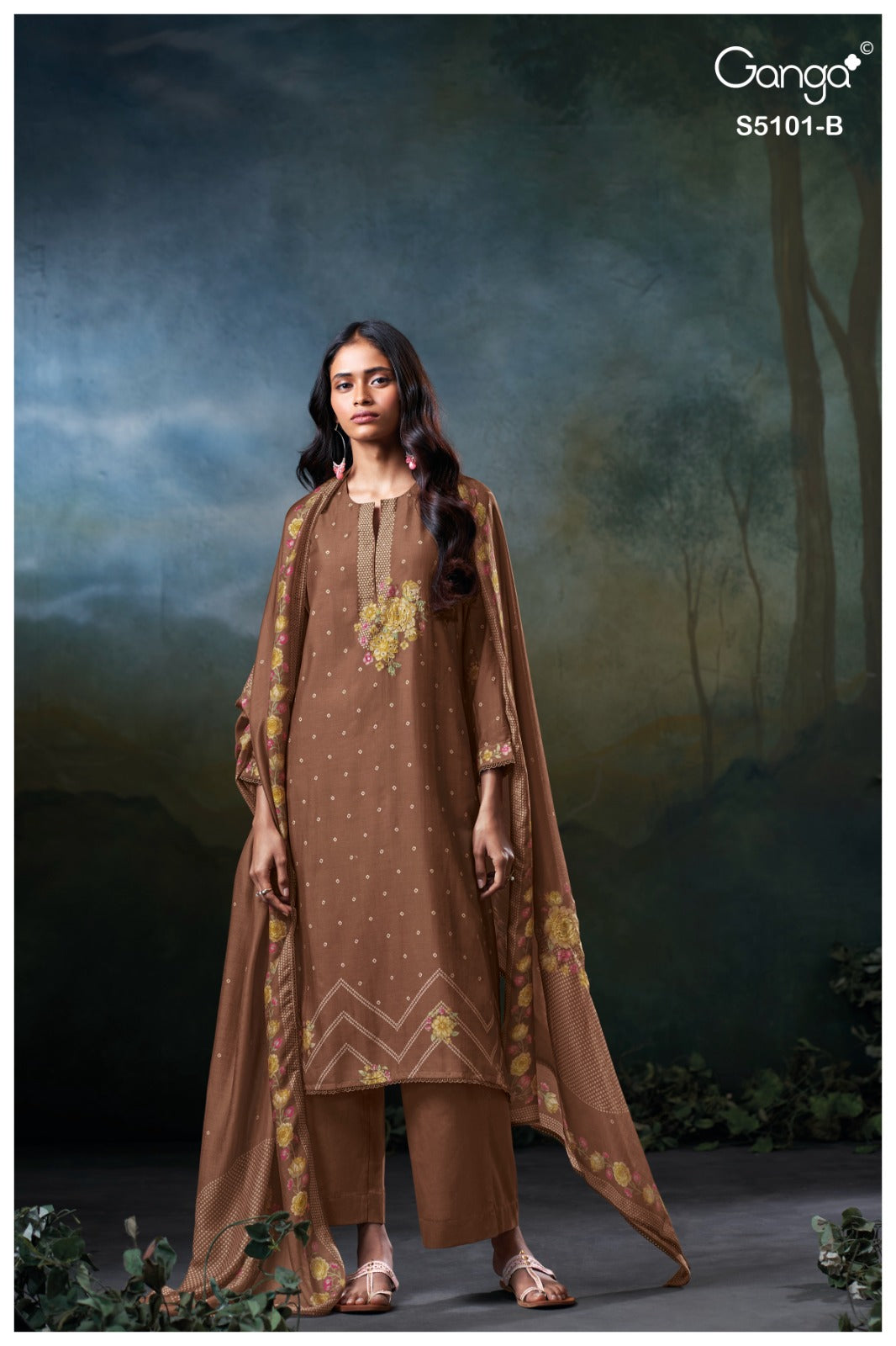 Ivera S5101 Ganga Bemberg Silk Pant Style Suits Exporter Ahmedabad