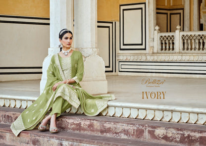Ivory Belliza Designer Studio Cotton Jacquard Karachi Salwar Suits Wholesale