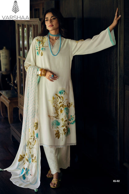 Ivory Gold Varshaa Viscose Muslin Pant Style Suits Manufacturer India