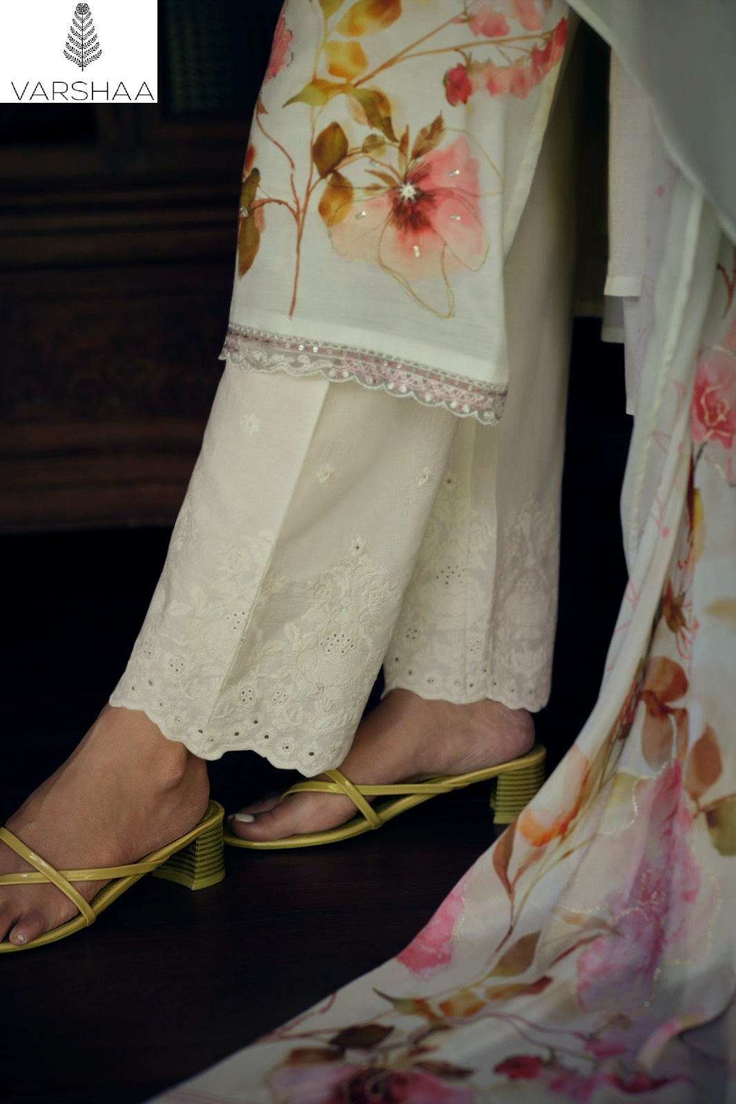 Ivory Gold Varshaa Viscose Muslin Pant Style Suits Manufacturer India