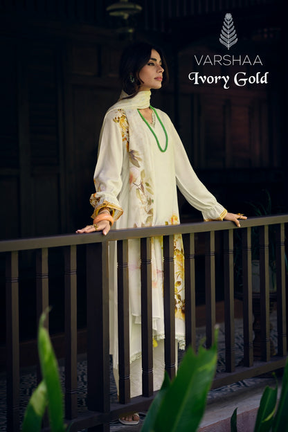 Ivory Gold Varshaa Viscose Muslin Pant Style Suits Manufacturer India
