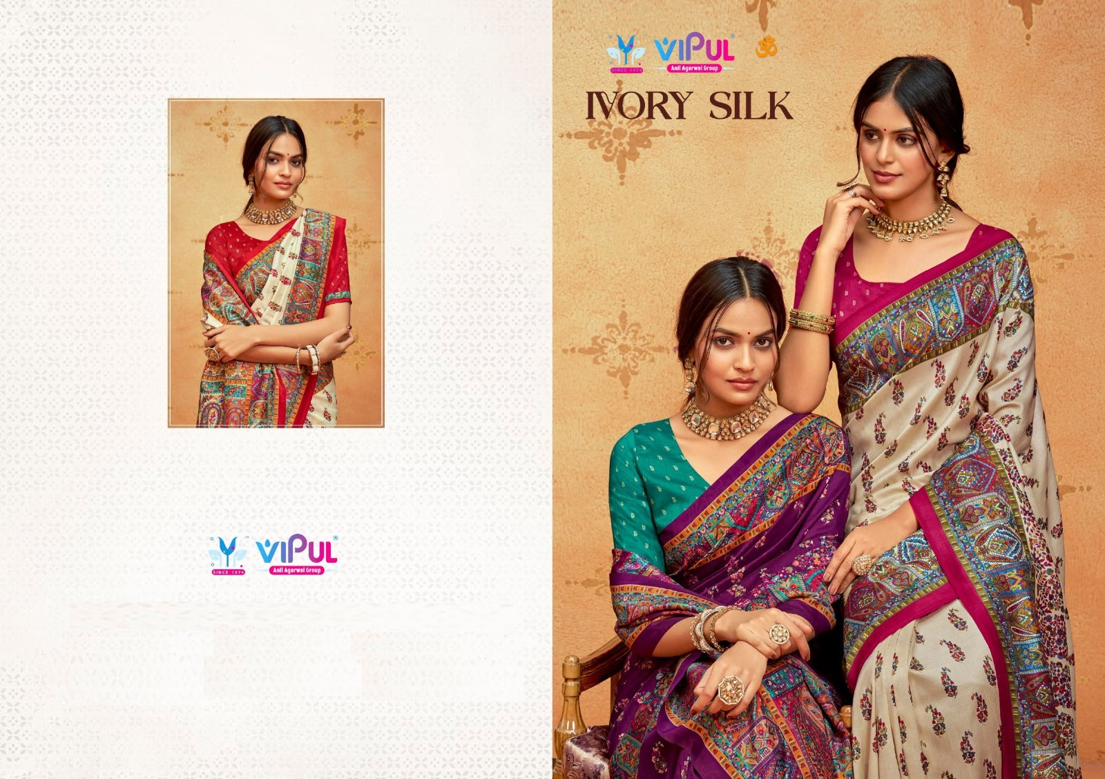 Ivory Silk 24 Vipul Soft Silk Sarees Wholesaler Gujarat