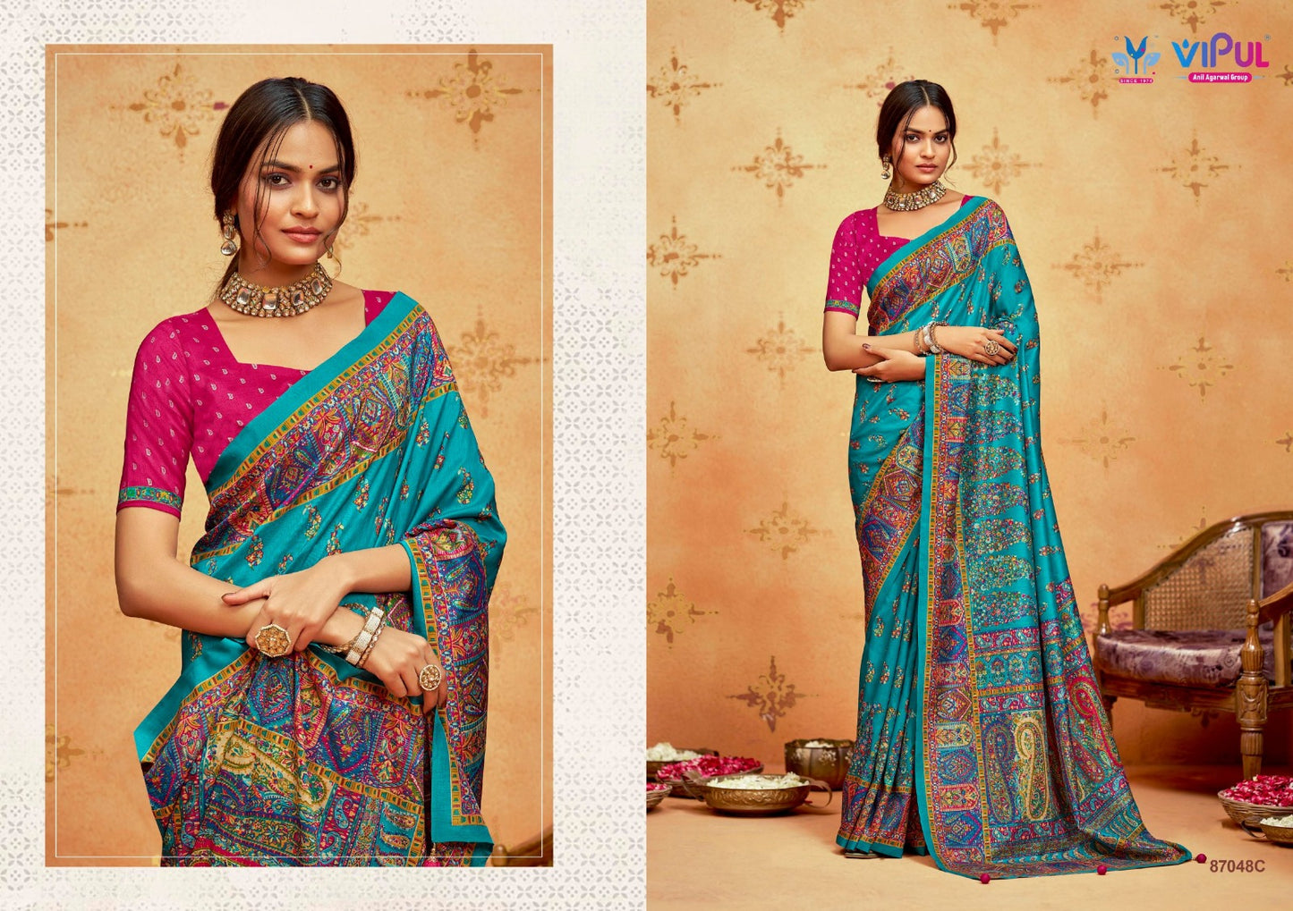 Ivory Silk 24 Vipul Soft Silk Sarees Wholesaler Gujarat