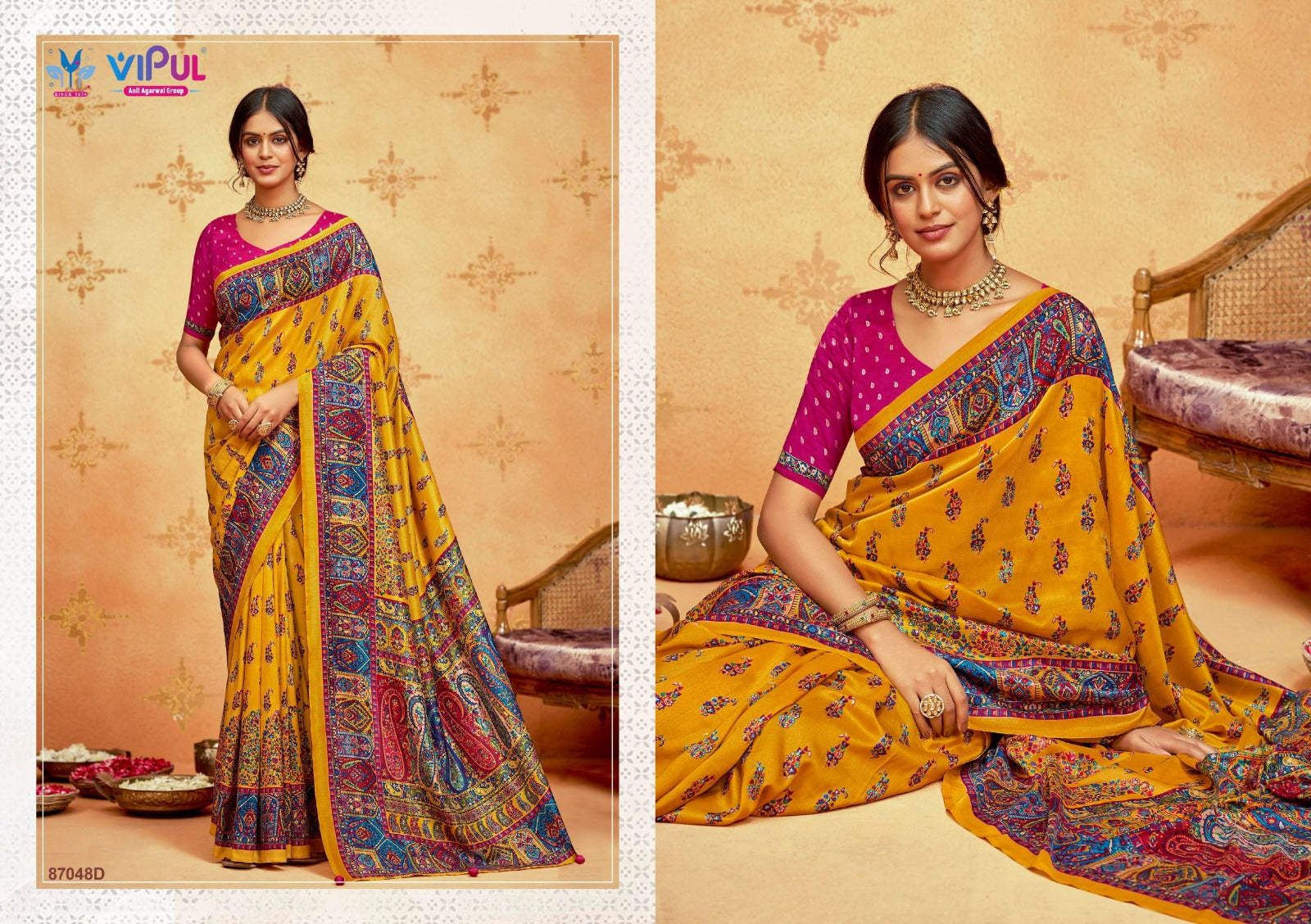 Ivory Silk 24 Vipul Soft Silk Sarees Wholesaler Gujarat