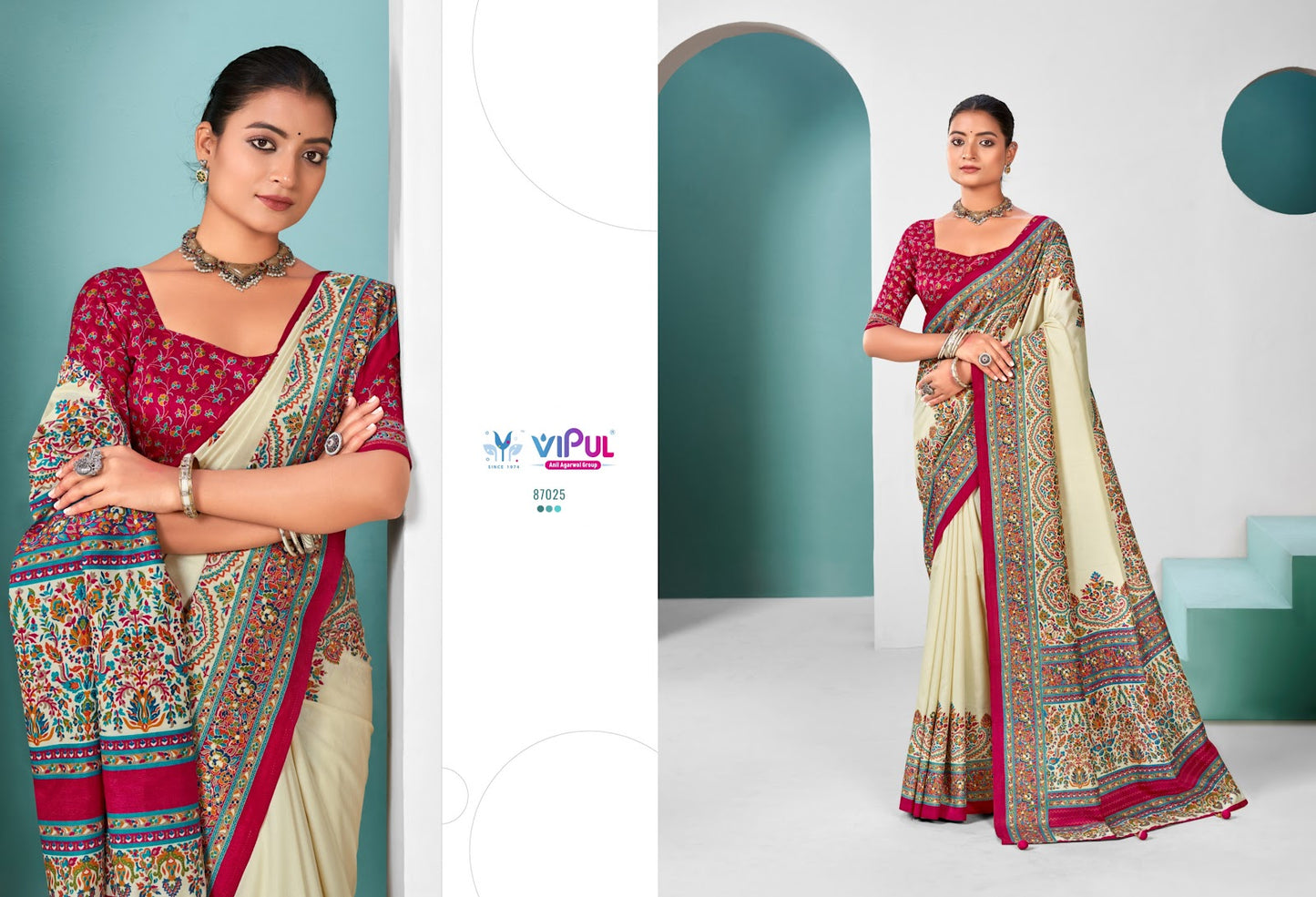 Ivory Silk Vipul Sarees Supplier Ahmedabad