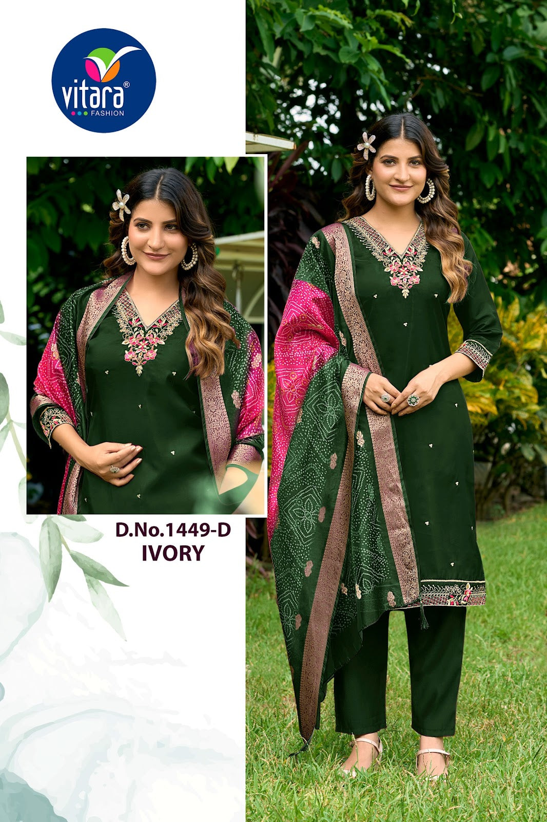 Ivory Vitara Organza Readymade Pant Style Suits Supplier India