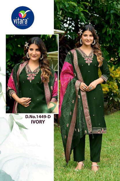 Ivory Vitara Organza Readymade Pant Style Suits Supplier India