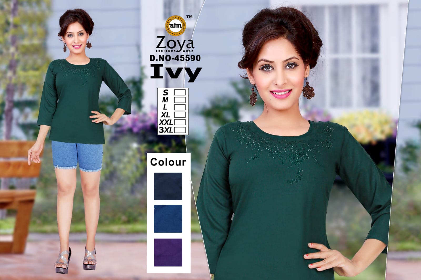 Ivy Zoya Rayon Stylish Short Tops Exporter Gujarat