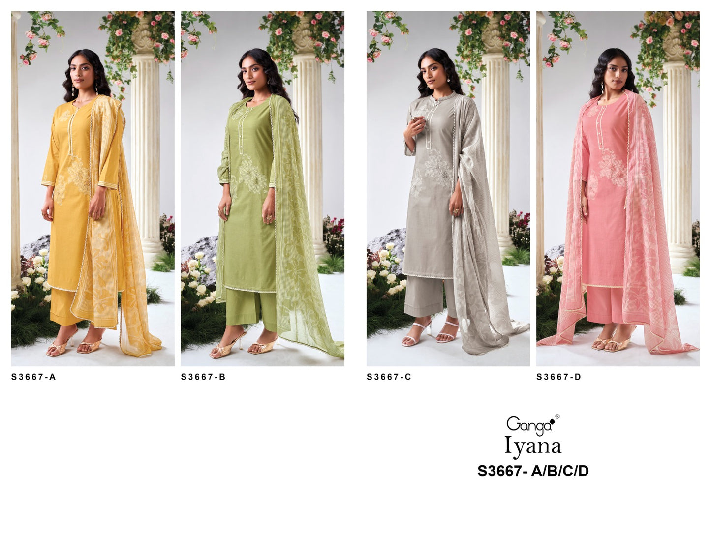 Iyana 3667 Ganga Cotton Linen Plazzo Style Suits Manufacturer