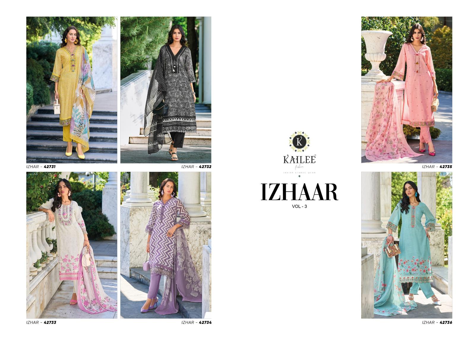 Izhaar Vol 3 Kailee Fashion Pure Linen Readymade Pant Style Suits Exporter