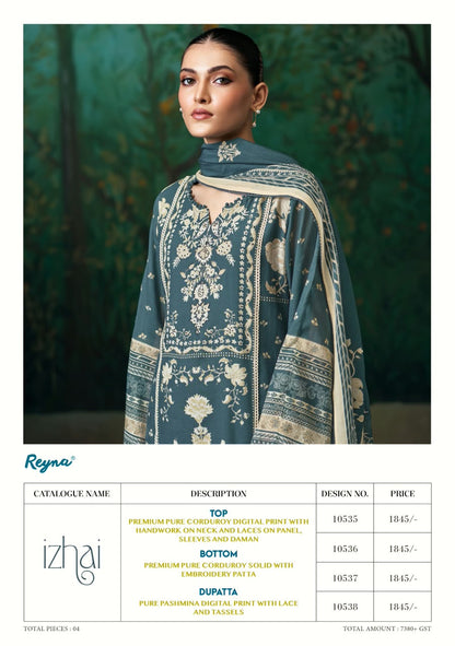 Izhai Reyna Corduroy Pashmina Suits Wholesaler India