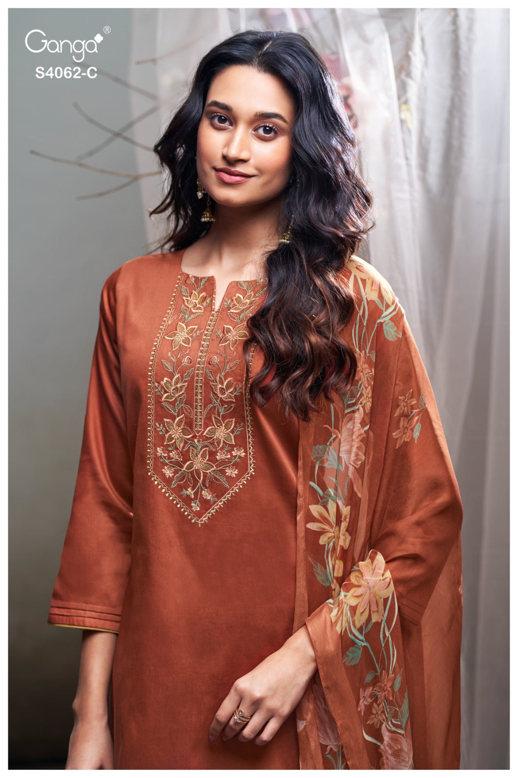 Izyra 4062 Ganga Cotton Satin Pant Style Suits Wholesale Rate