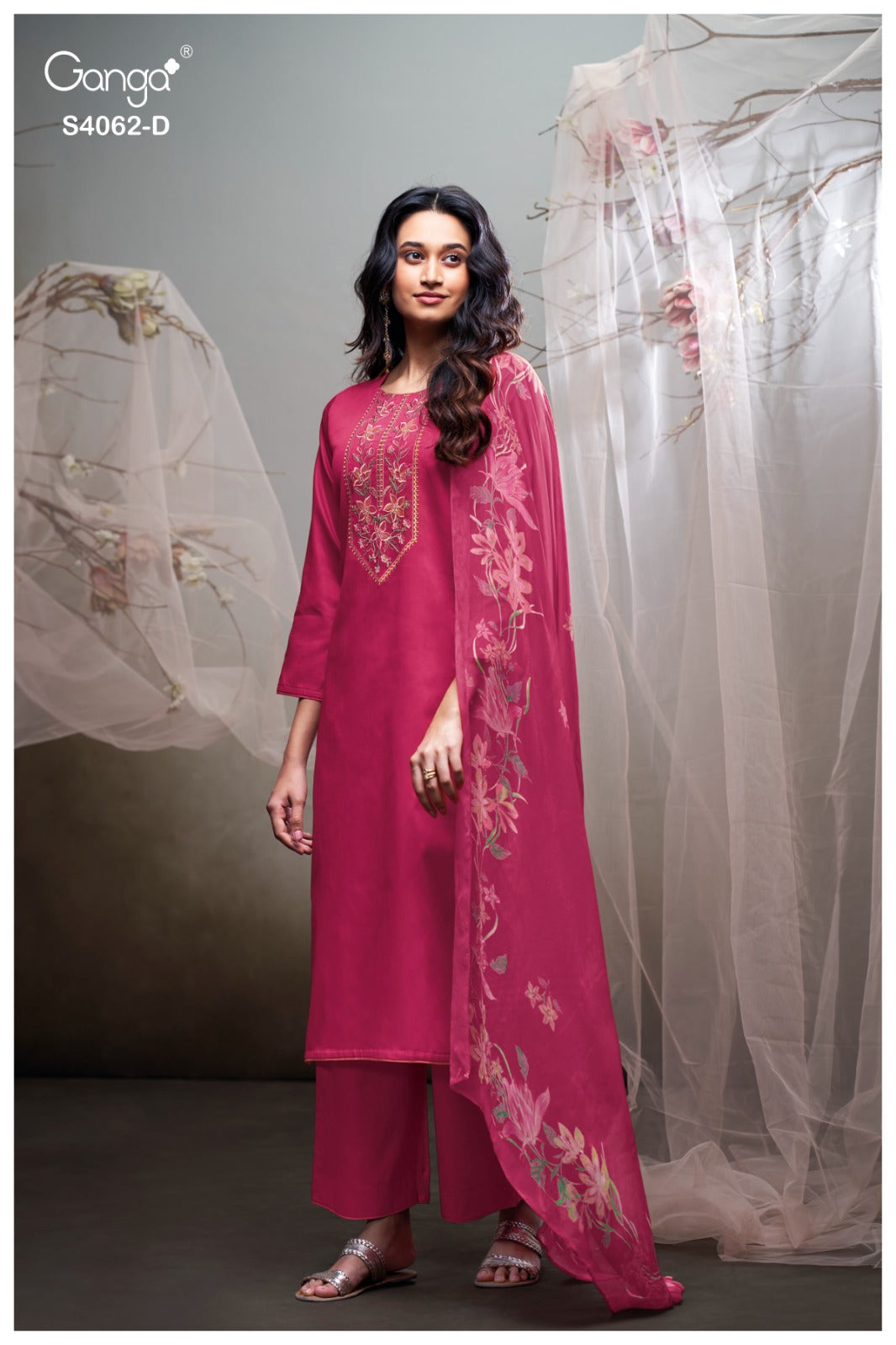 Izyra 4062 Ganga Cotton Satin Pant Style Suits Wholesale Rate