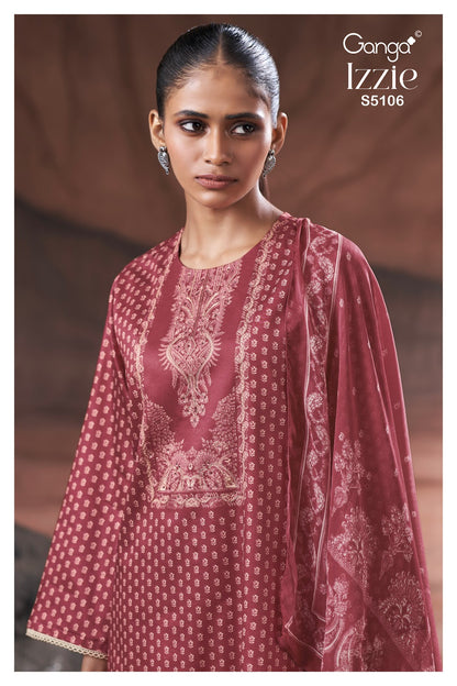 Izzie S5106 Ganga Cotton Satin Pant Style Suits Wholesale Price
