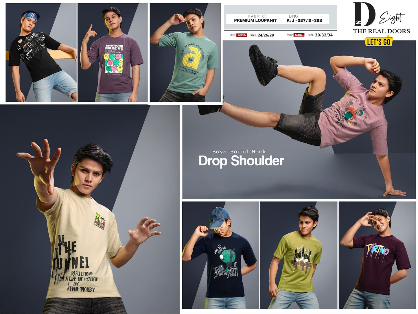 J 387-B 388 Drop Shoulder D-8 Looper Boys Tshirt Manufacturer Ahmedabad